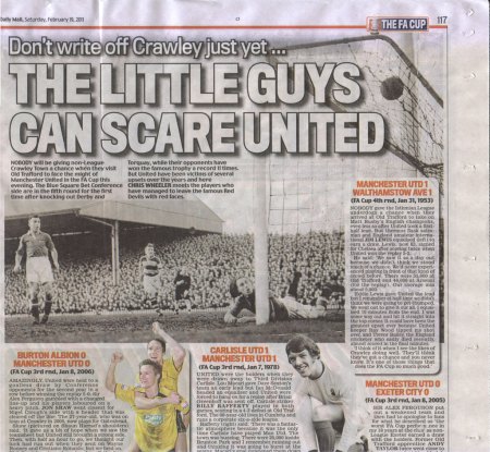 Crawley Town v Manchester United - Daily Mail - Saturday 19th Feb 2011